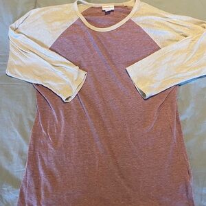 LuLaRoe Men's Long Sleeve Shirt - Maroon and Beige